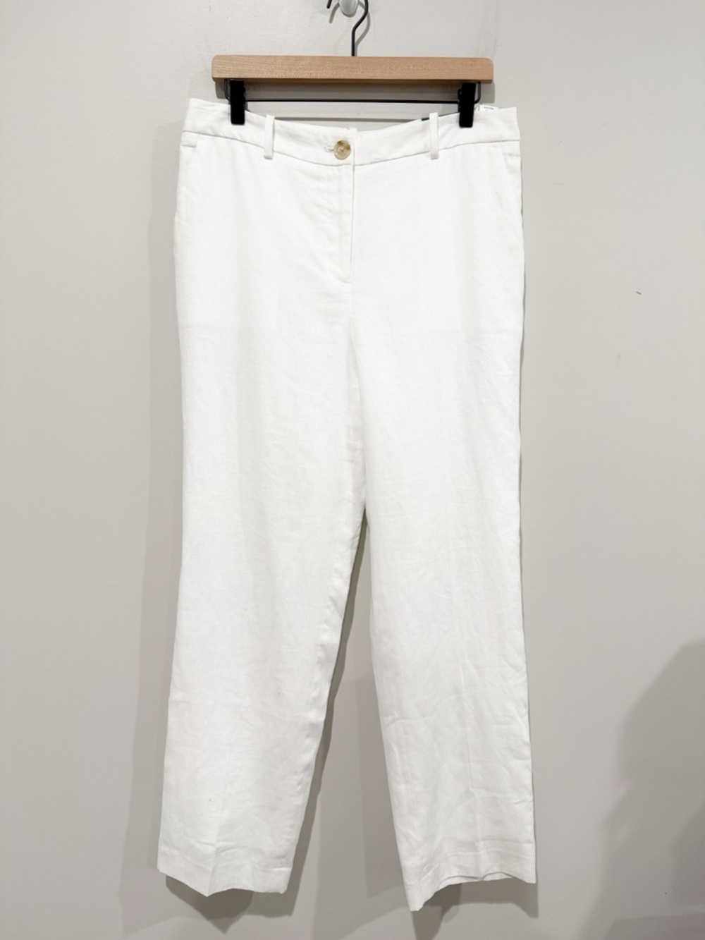 TALBOTS Southhampton Straight Leg Linen Pant White NEW Coastal Classic Size 8 - Picture 2 of 10